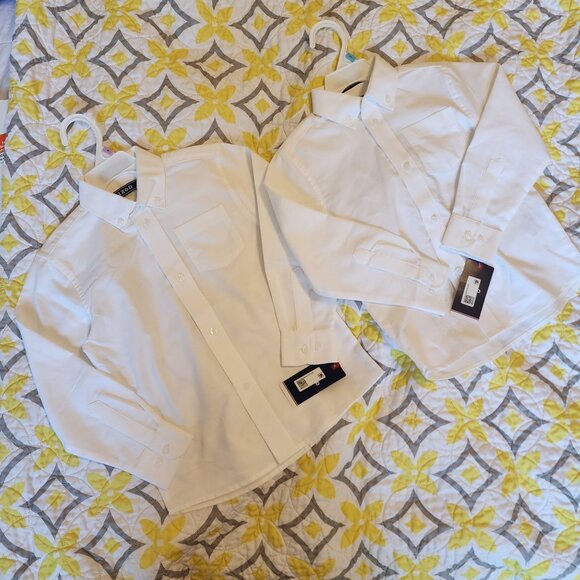Izod White Boys Button-Up Dress Shirts Regular Fit Sizes 5 & 6 55% Cotton 45% Po - Picture 10 of 14